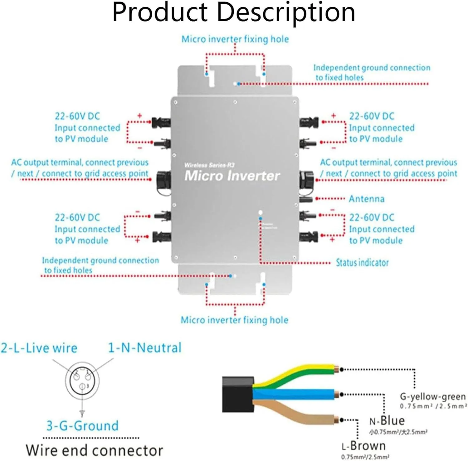 EcoVolt 1600W Waterproof MPPT Solar Grid-Tie Micro Inverter - Image 2